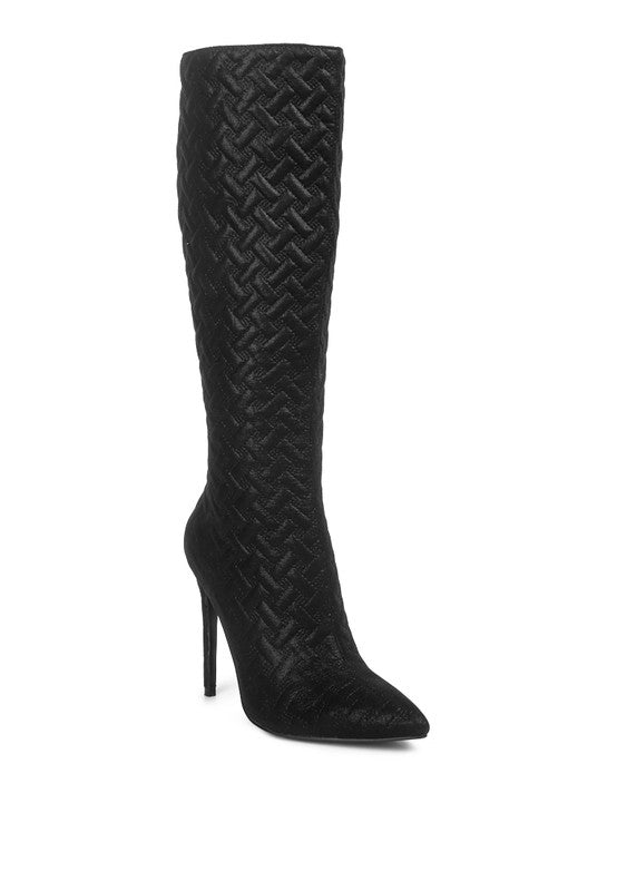 Tinkles Quilted High Heeled Calf Boots - Oh So Boujie