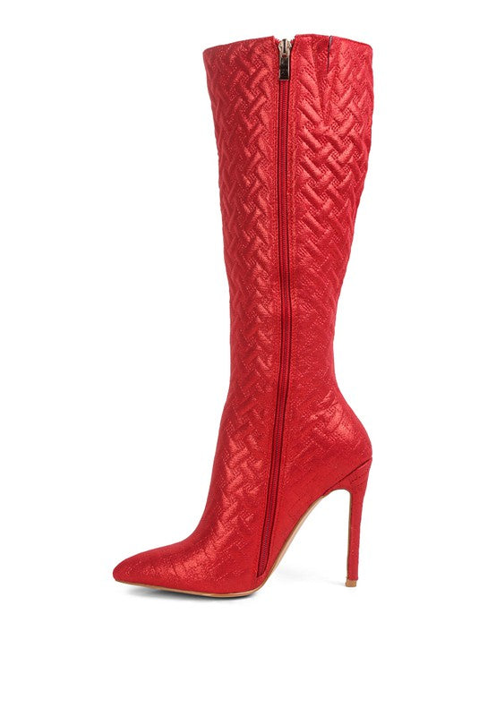 Tinkles Quilted High Heeled Calf Boots - Oh So Boujie