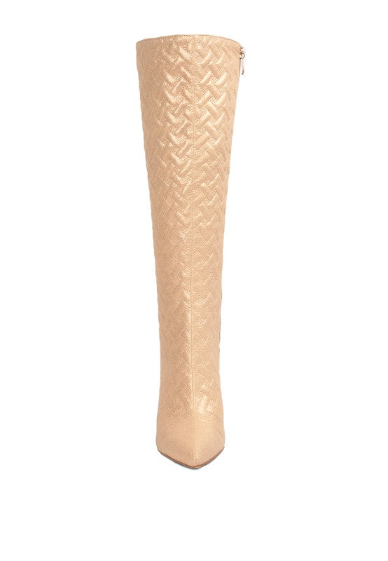 Tinkles Quilted High Heeled Calf Boots - Oh So Boujie