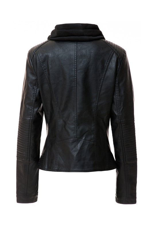 Women's Hood PU Leather Jacket - Oh So Boujie