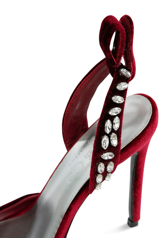 WALLIS Velvet Diamante Tie Up High Heeled Sandals - Oh So Boujie