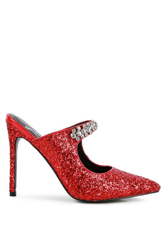 Twinklet Glitter Diamante High Heeled Sandals - Oh So Boujie