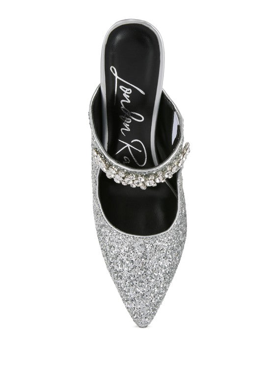 Twinklet Glitter Diamante High Heeled Sandals - Oh So Boujie