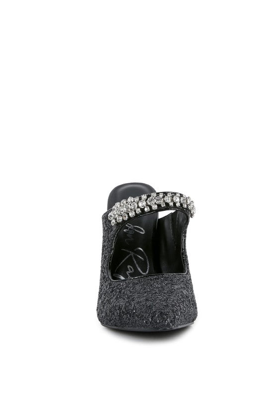 Twinklet Glitter Diamante High Heeled Sandals - Oh So Boujie