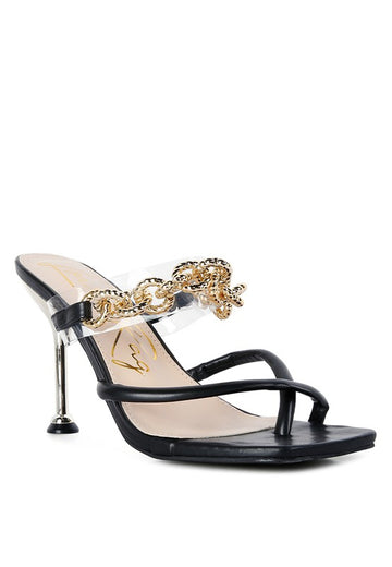 Social Bee Diamante Strap Heeled Sandals