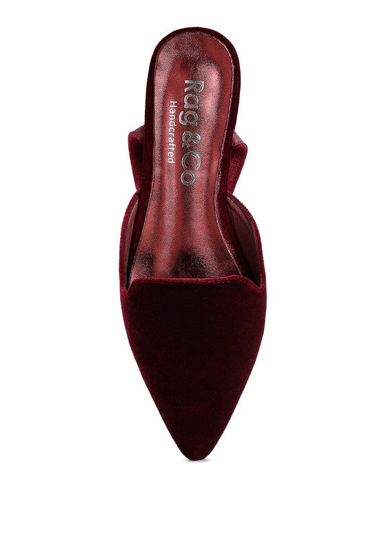 SALOME Burgundy Velvet Luxe Jewelled Flat Mules - Oh So Boujie