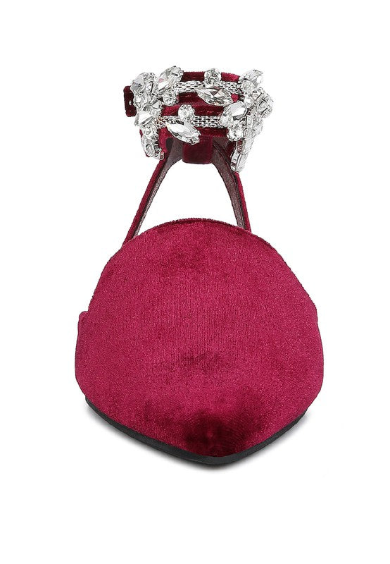 SALOME Burgundy Velvet Luxe Jewelled Flat Mules - Oh So Boujie