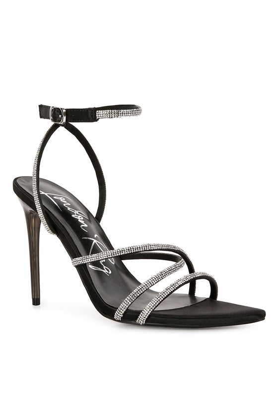 Dare Diamante Strap High Heeled Stiletto Sandals - Oh So Boujie