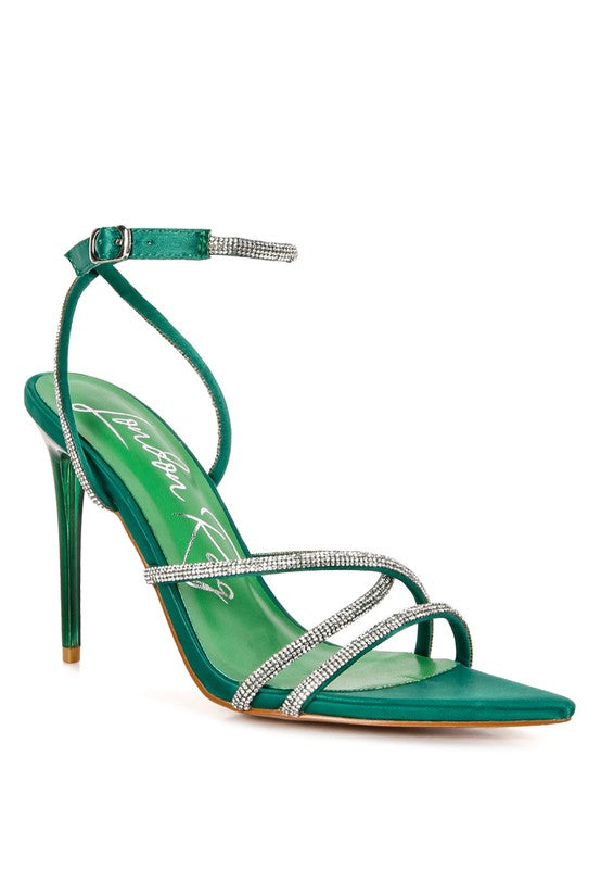 Dare Diamante Strap High Heeled Stiletto Sandals - Oh So Boujie