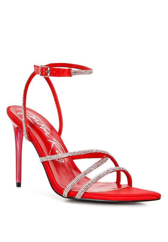 Dare Diamante Strap High Heeled Stiletto Sandals - Oh So Boujie