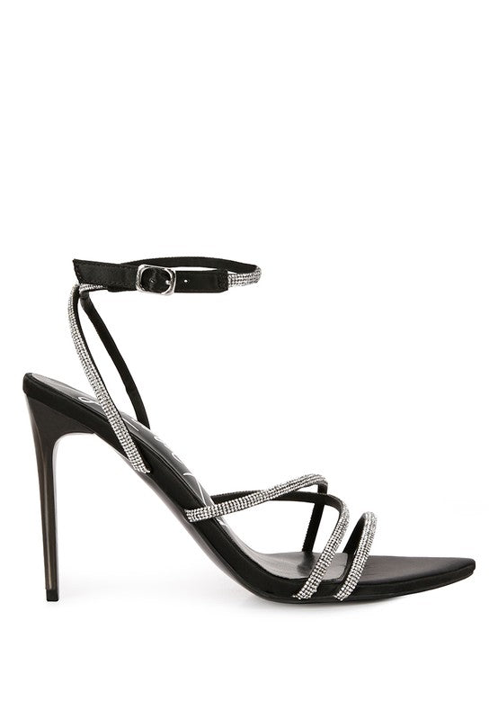 Dare Diamante Strap High Heeled Stiletto Sandals - Oh So Boujie