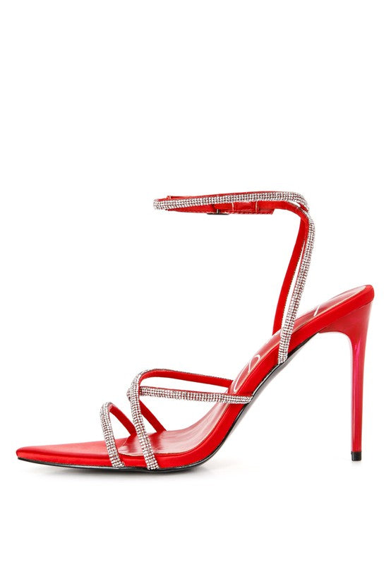 Dare Diamante Strap High Heeled Stiletto Sandals - Oh So Boujie