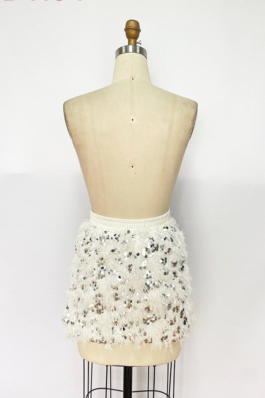 FEUX FEATHER SEQUINS SKIRT - Oh So Boujie