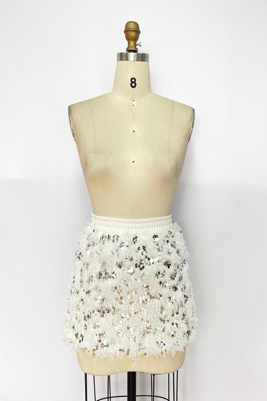 FEUX FEATHER SEQUINS SKIRT - Oh So Boujie