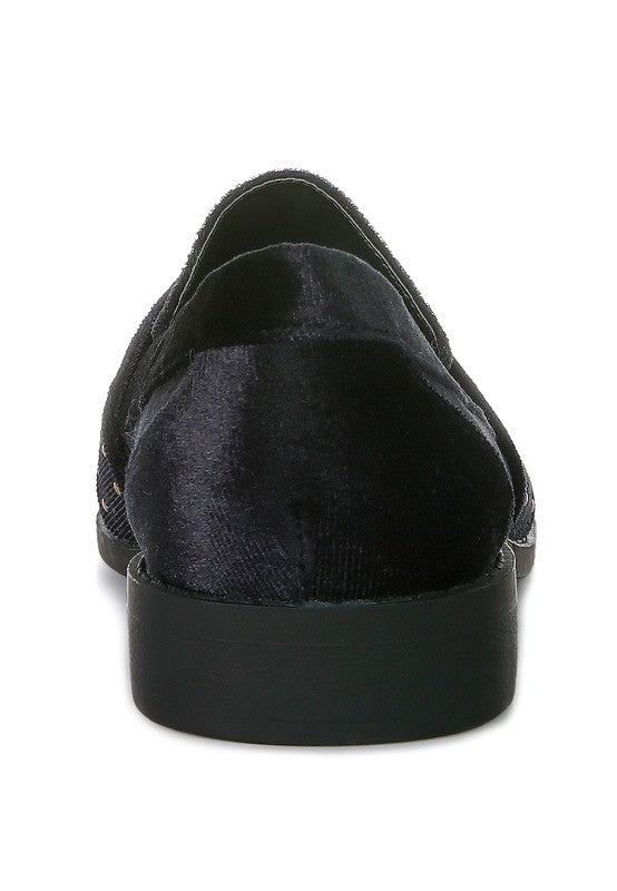 Walkin Stud Detail Velvet Loafers - Oh So Boujie