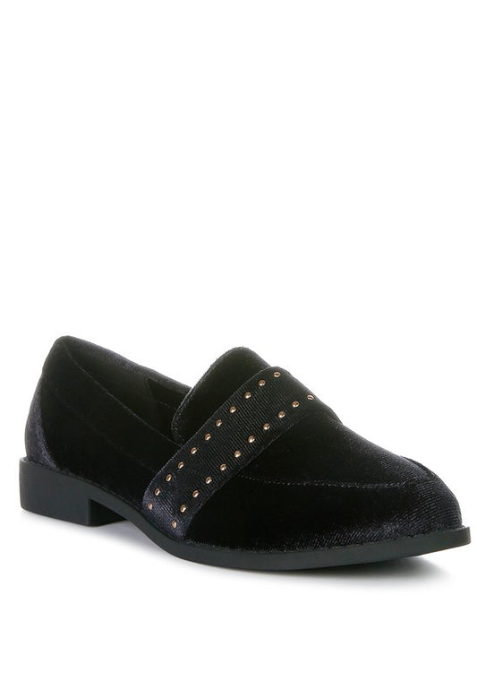 Walkin Stud Detail Velvet Loafers - Oh So Boujie