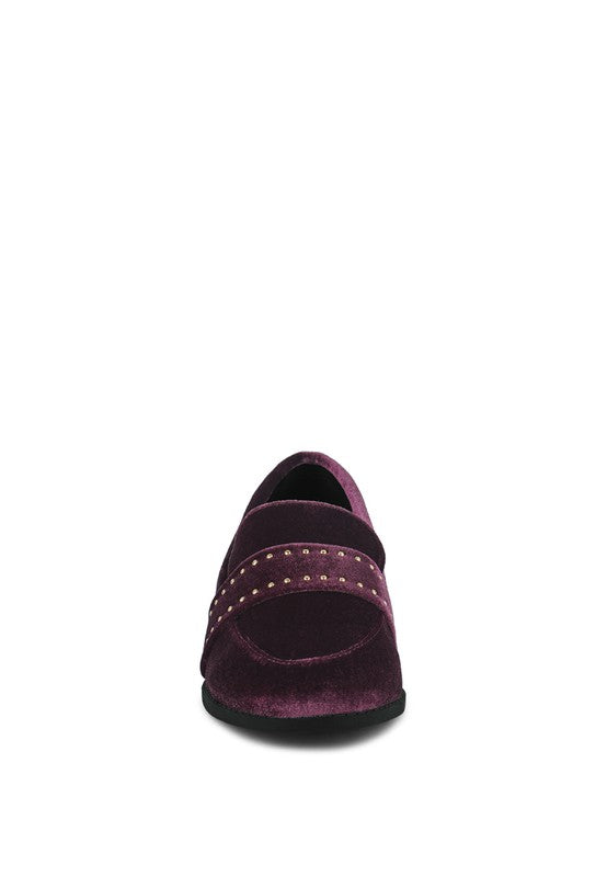 Walkin Stud Detail Velvet Loafers - Oh So Boujie