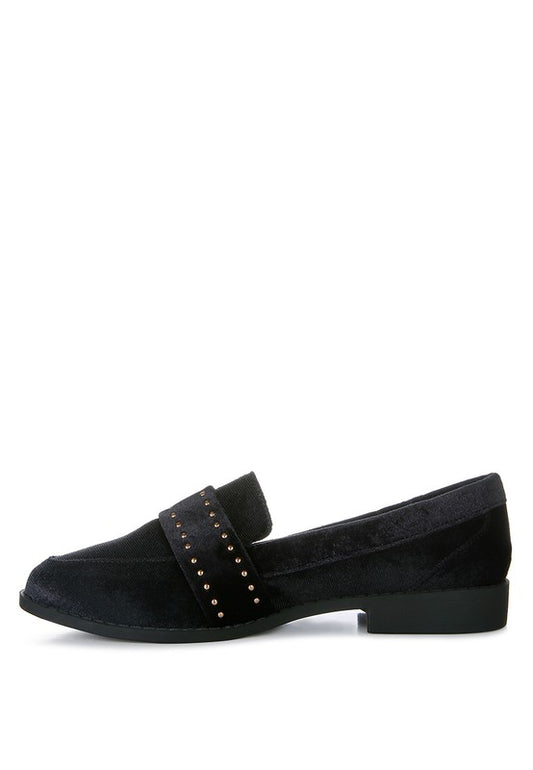 Walkin Stud Detail Velvet Loafers - Oh So Boujie