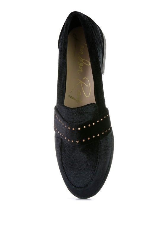 Walkin Stud Detail Velvet Loafers - Oh So Boujie