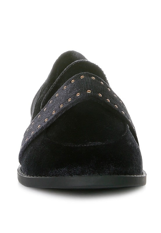 Walkin Stud Detail Velvet Loafers - Oh So Boujie