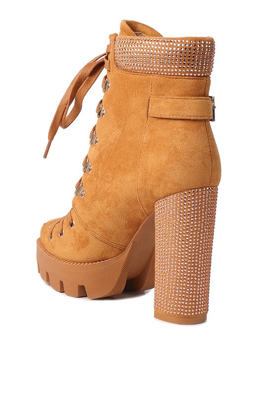 Birch Diamante Block Heeled Ankle Boot - Oh So Boujie