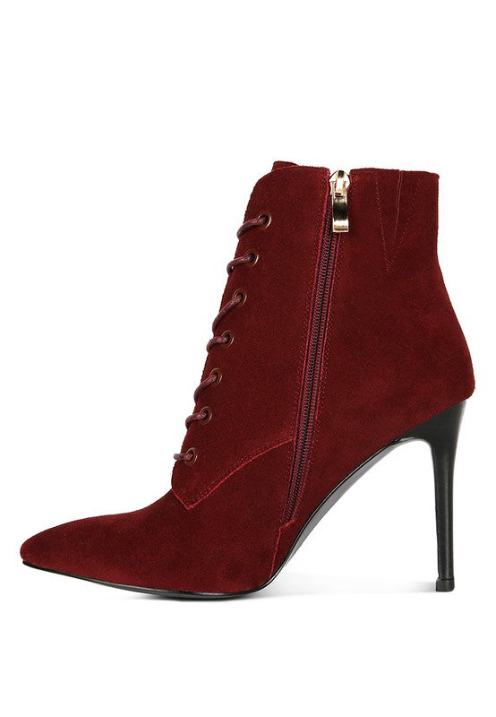 SULFUR  Suede Leather Stiletto Ankle Boot - Oh So Boujie