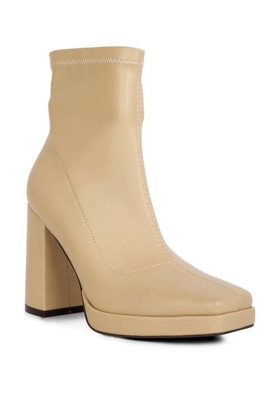 Tintin High Heeled Square Toe Ankle Boots - Oh So Boujie