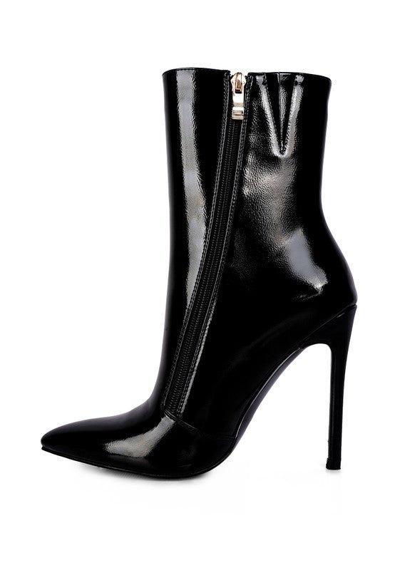 Mania Patent Pu High Heeled Ankle Boot - Oh So Boujie