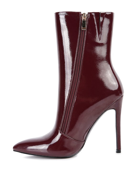 Mania Patent Pu High Heeled Ankle Boot - Oh So Boujie