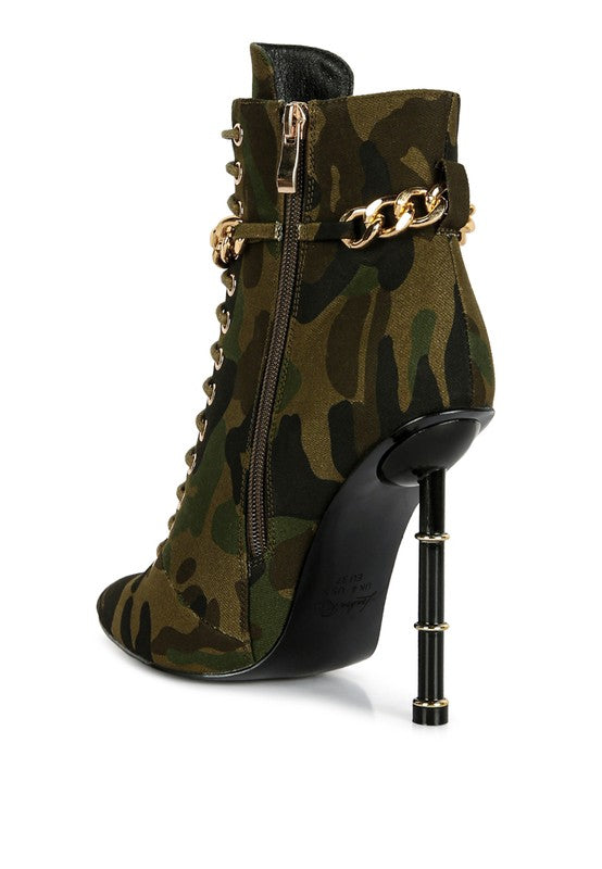 Moulin Ringed Stiletto Camouflage Ankle Boot - Oh So Boujie