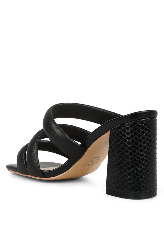 Kywe Textured Heel Chunky Strap Sandals - Oh So Boujie