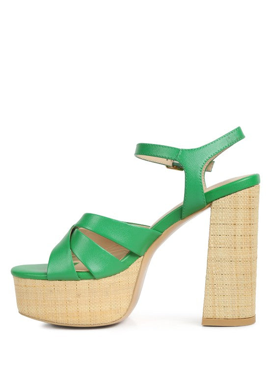 De-Vil Crisscross Straps Slim Block Heel Sandals - Oh So Boujie