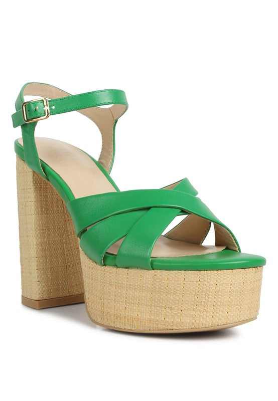 De-Vil Crisscross Straps Slim Block Heel Sandals - Oh So Boujie