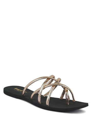 SWEETIN Strappy Flat Slip On Sandals - Oh So Boujie