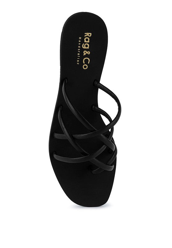 SWEETIN Strappy Flat Slip On Sandals - Oh So Boujie