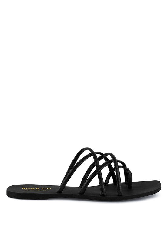 SWEETIN Strappy Flat Slip On Sandals - Oh So Boujie