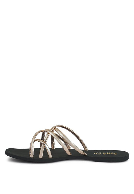 SWEETIN Strappy Flat Slip On Sandals - Oh So Boujie