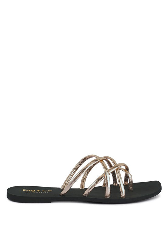 SWEETIN Strappy Flat Slip On Sandals - Oh So Boujie