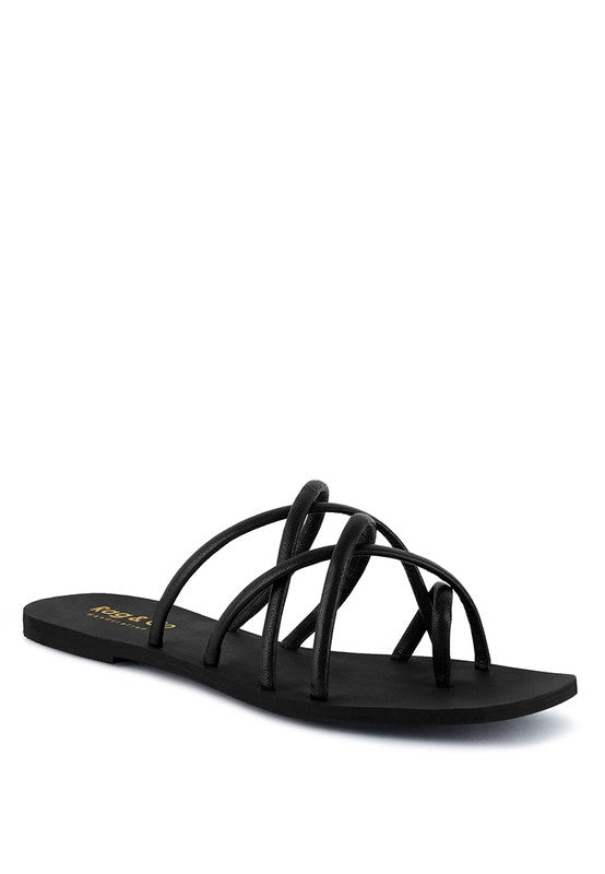 SWEETIN Strappy Flat Slip On Sandals - Oh So Boujie