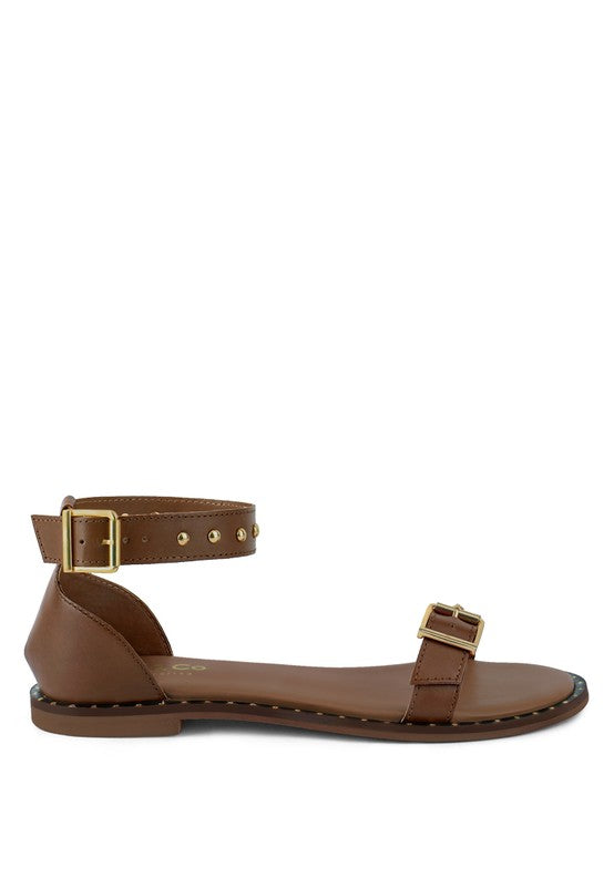 ROSEMARY Buckle Straps Flat Sandals - Oh So Boujie