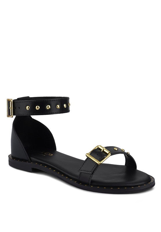 ROSEMARY Buckle Straps Flat Sandals - Oh So Boujie