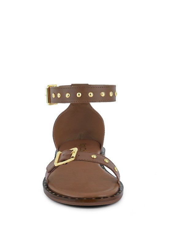 ROSEMARY Buckle Straps Flat Sandals - Oh So Boujie