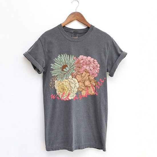 BOUQUET GARMENT DYED GRAPHIC T SHIRTS - Oh So Boujie