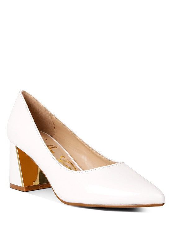 Zaila Metallic Accent Block Heel Pumps - Oh So Boujie