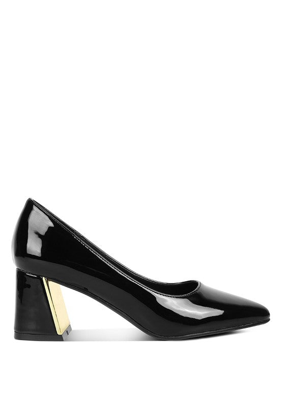 Zaila Metallic Accent Block Heel Pumps - Oh So Boujie