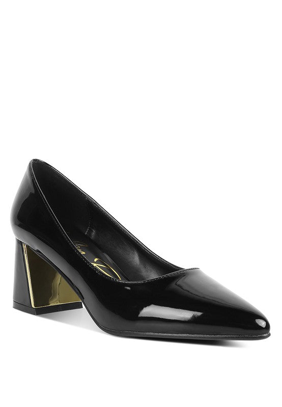 Zaila Metallic Accent Block Heel Pumps - Oh So Boujie