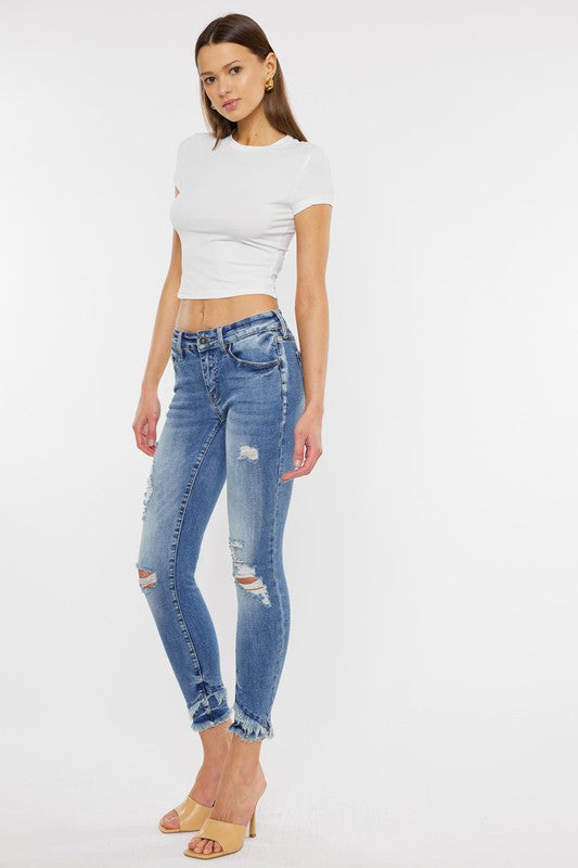 MID RISE ANKLE SKINNY JEANS-KC6204M - Oh So Boujie