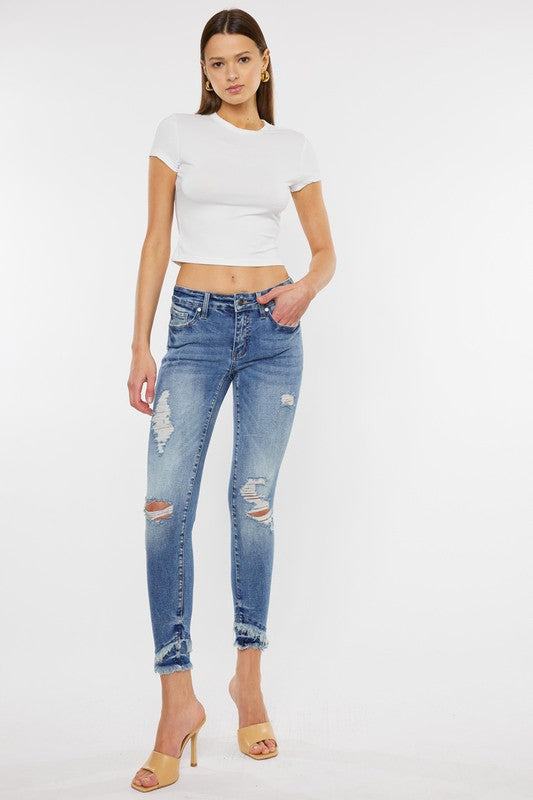 MID RISE ANKLE SKINNY JEANS-KC6204M - Oh So Boujie