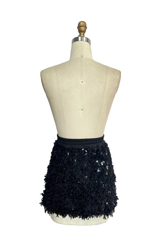 FEUX FEATHER SEQUINS SKIRT - Oh So Boujie