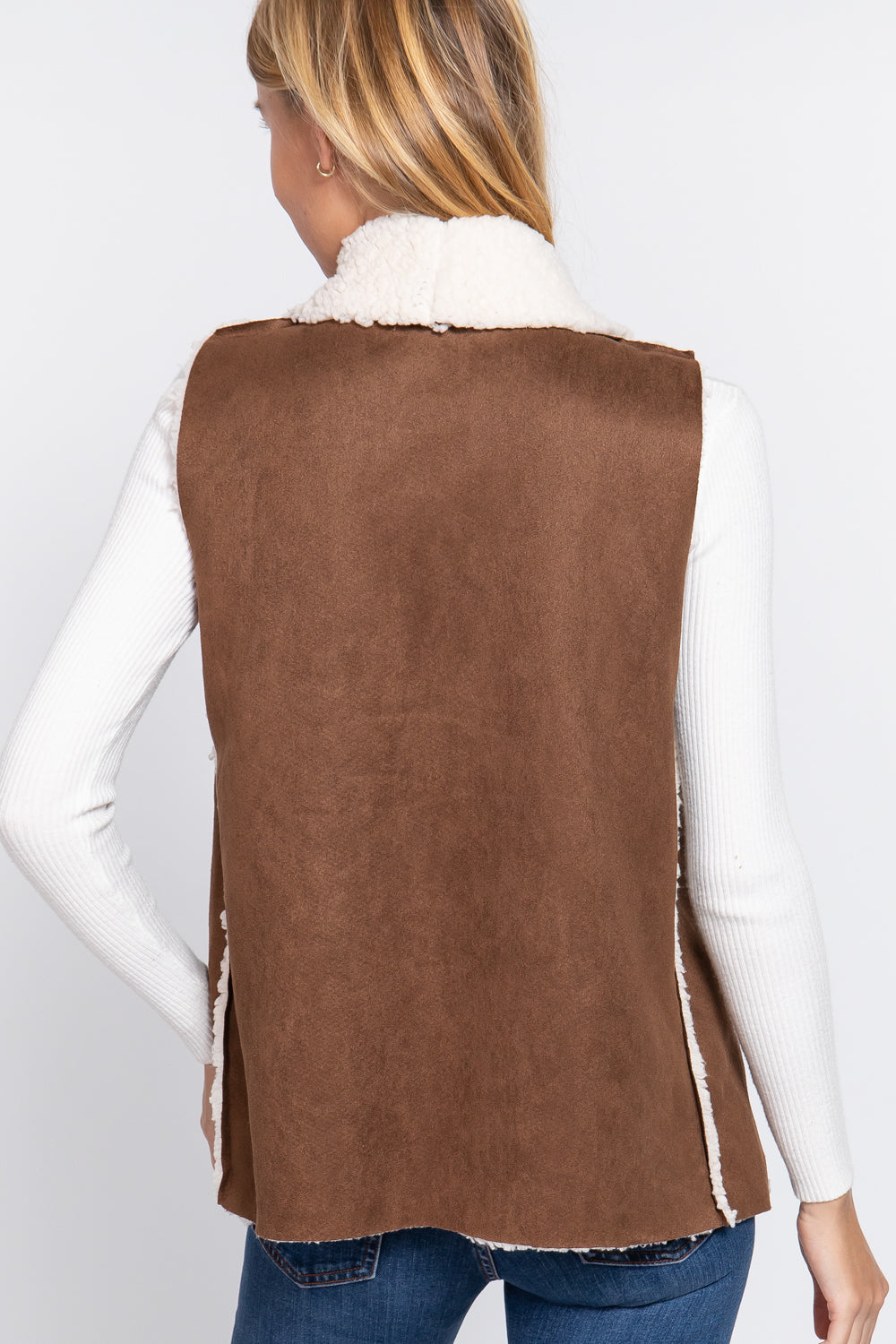 Shawl Faux Suede Fur Bonded Vest - Oh So Boujie